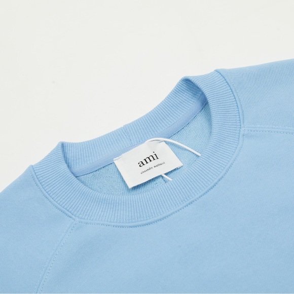 Ami Pale Blue Crewneck Sweatshirt with Heart 'A' Emblem - Picture 3 of 7